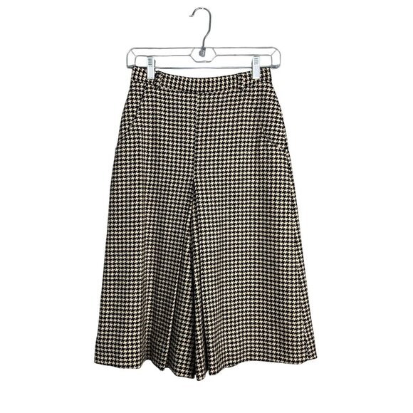 SEVENTY Vintage Culottes Gauchos Sz XS Houndstooth Lined Wide Leg Crop Academia‎ - Picture 1 of 12